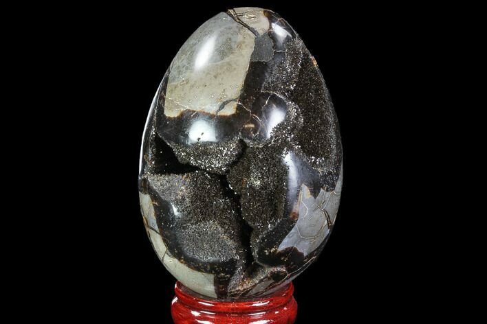 Septarian Dragon Egg Geode - Black Crystals #88355
